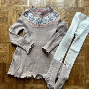 Toddler Cynthia Rowley Owl Sweater Dress and Tights